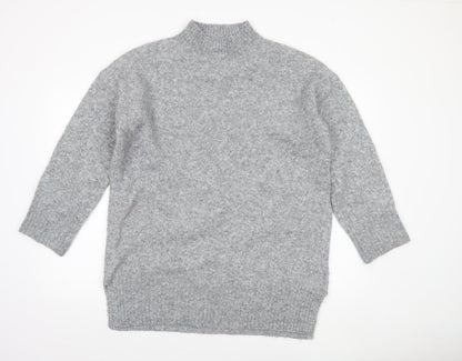 Additional front view of Tu Woman Grey Mock Neck Wool Blend Jumper Medium