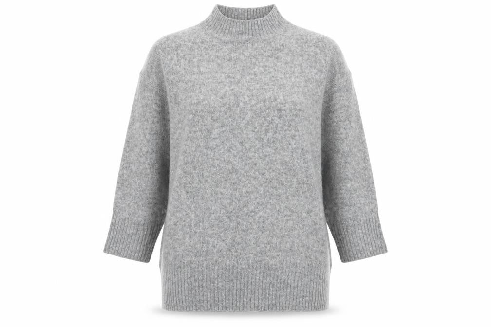TU Woman Grey Mock Neck Wool Blend Jumper Medium