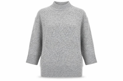Front view of Tu Woman Grey Mock Neck Wool Blend Jumper Medium
