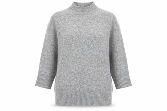 Front view of Tu Woman Grey Mock Neck Wool Blend Jumper Medium