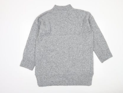Close-up detail of Tu Woman Grey Mock Neck Wool Blend Jumper Medium