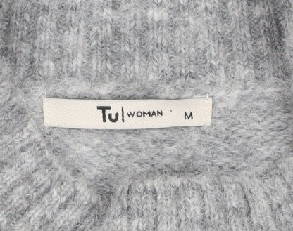 Brand and care label for Tu Woman Grey Mock Neck Wool Blend Jumper Medium