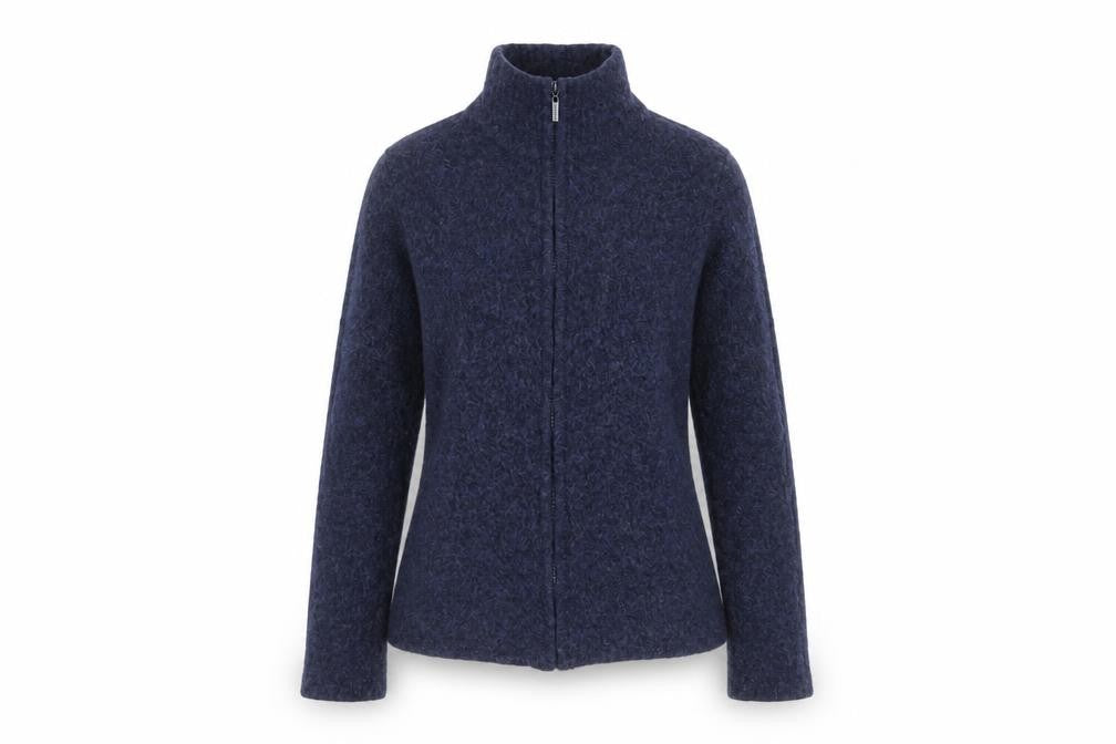 Laura Ashley Women’s Blue Wool Full Zip High Neck Petite Jumper S