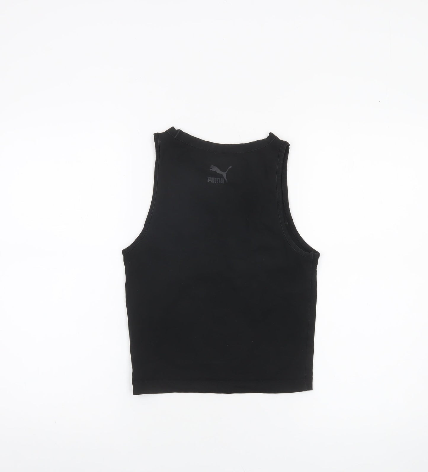 Puma Women’s Black Cropped Tank Top Medium Cotton Blend Sportswear