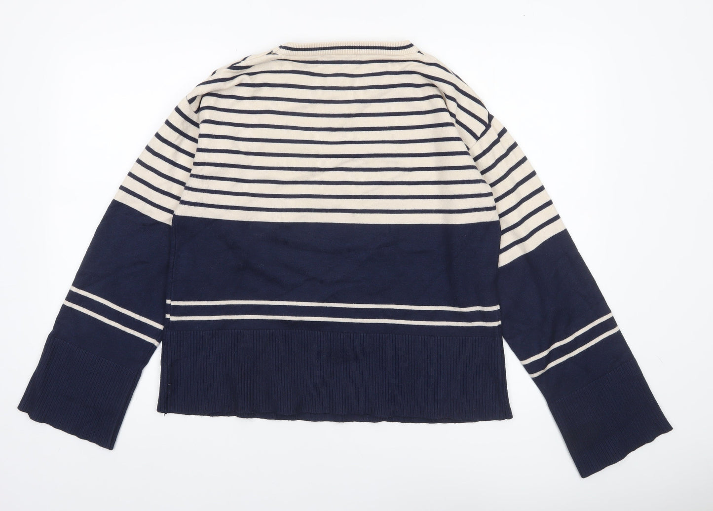 LUC-CE Women's Blue Striped Crew Neck Knit Jumper S