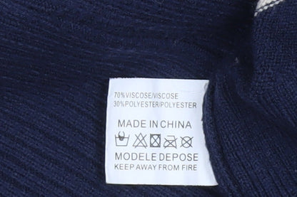 LUC-CE Women's Blue Striped Crew Neck Knit Jumper S