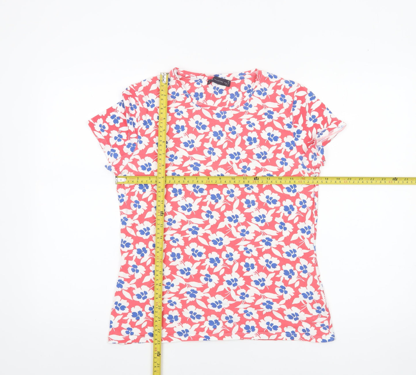 Marks and Spencer Womens Multicoloured Floral Cotton T-Shirt Size 14