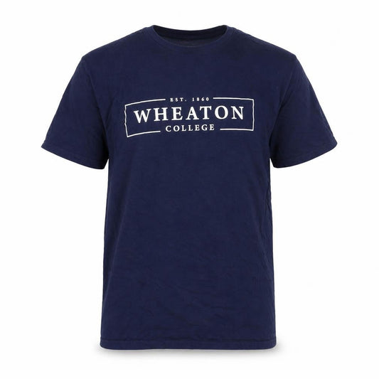 Gildan Men's Navy Wheaton College Graphic Cotton T-Shirt Size L