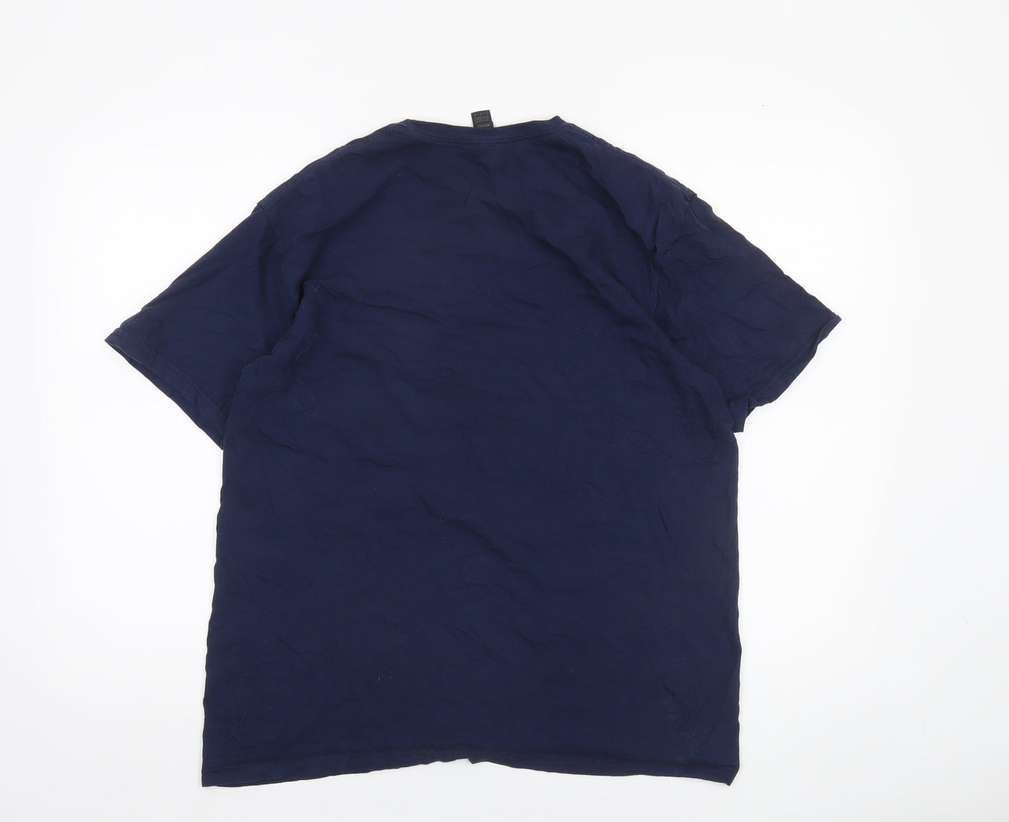 Gildan Men's Navy Wheaton College Graphic Cotton T-Shirt Size L