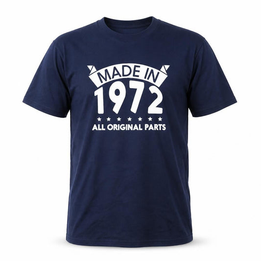 Gildan Mens Blue Funny 1972 Retro Graphic Short Sleeve T-Shirt Size M