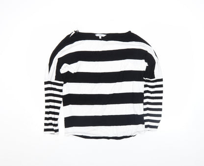 Next Women's Black and White Striped Long Sleeve Jersey Top Size 8