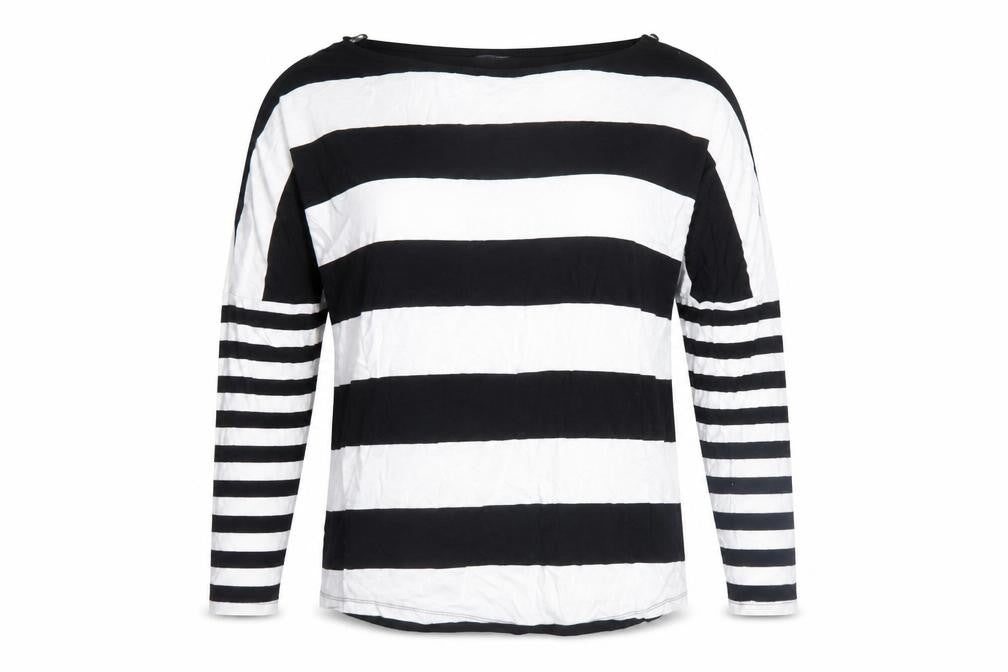 Next Women's Black and White Striped Long Sleeve Jersey Top Size 8