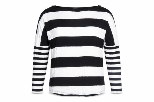 Next Women's Black and White Striped Long Sleeve Jersey Top Size 8