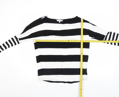 Next Women's Black and White Striped Long Sleeve Jersey Top Size 8