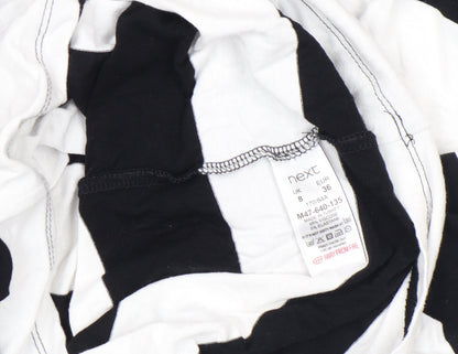 Next Women's Black and White Striped Long Sleeve Jersey Top Size 8
