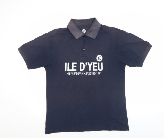 YE Collection Men's Black Cotton Polo Shirt M Regular Fit