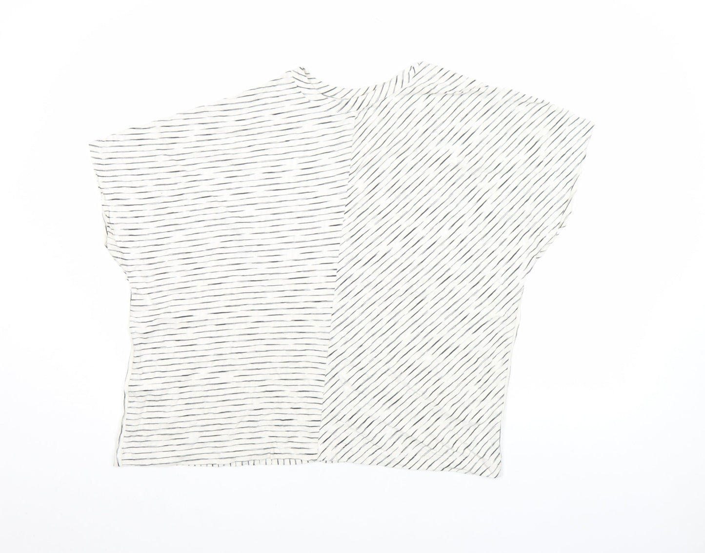Tu Women’s White Striped Cotton Viscose T-Shirt Size 18