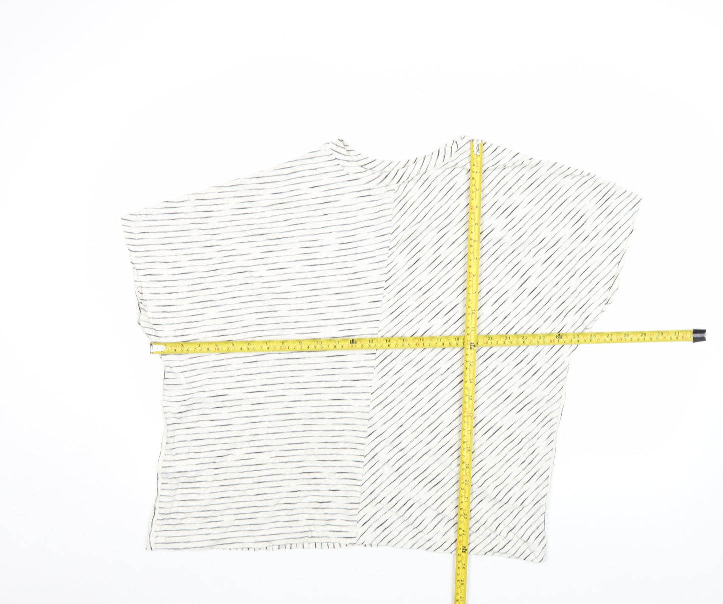 Tu Women’s White Striped Cotton Viscose T-Shirt Size 18