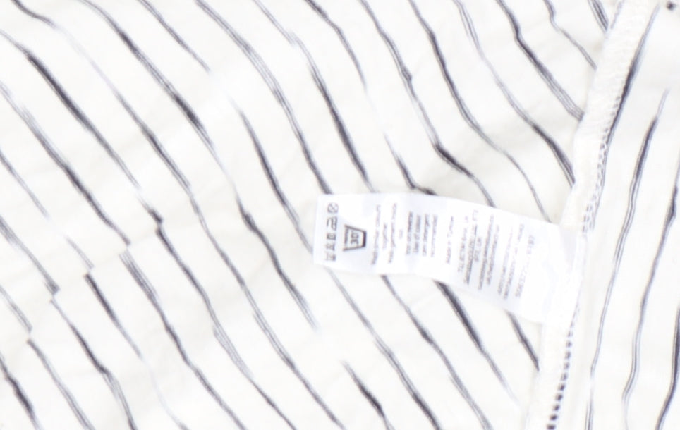 Tu Women’s White Striped Cotton Viscose T-Shirt Size 18