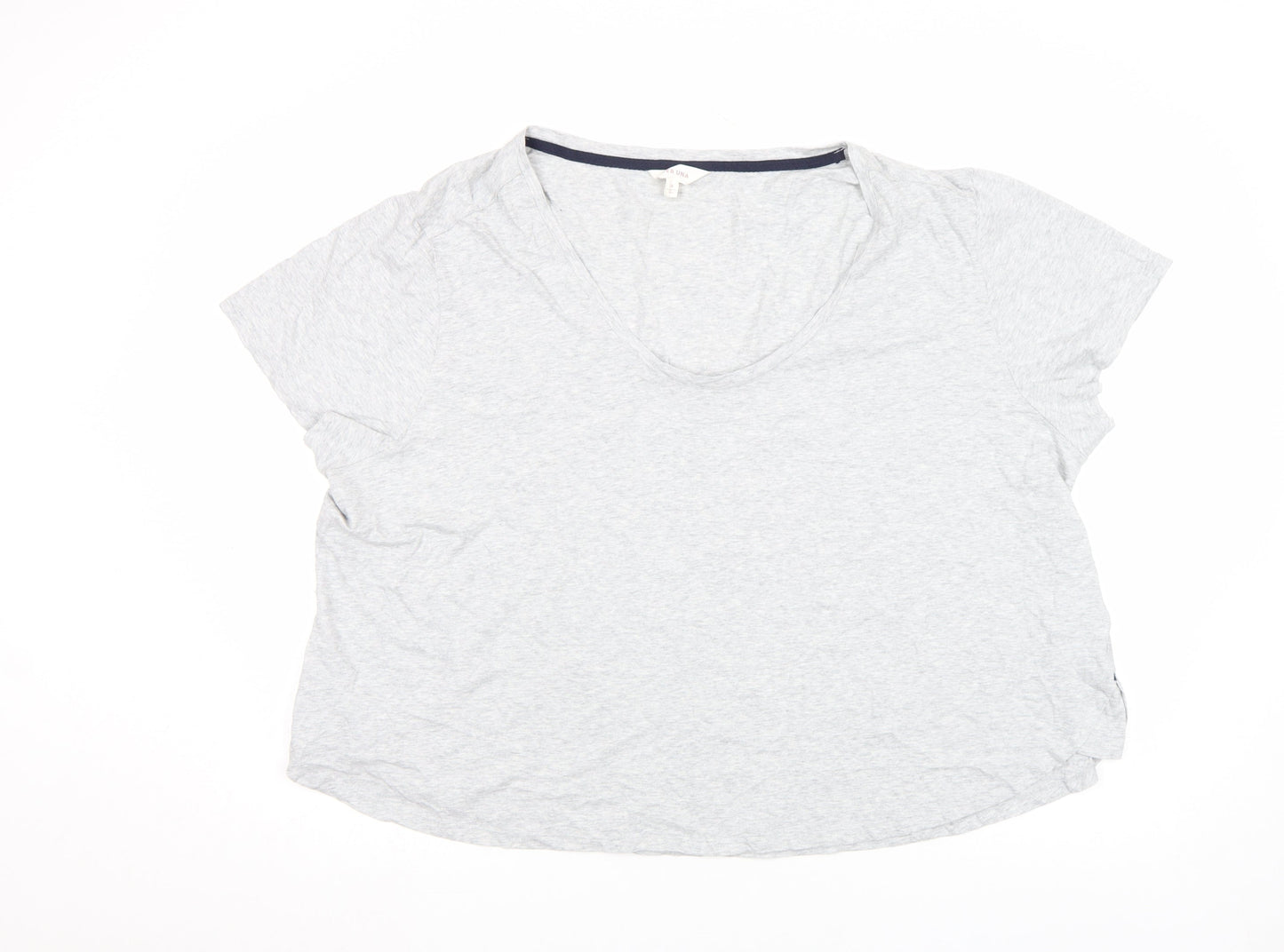 Marks and Spencer Per Una Women’s Grey Marl Cotton V-Neck T-Shirt Size 24