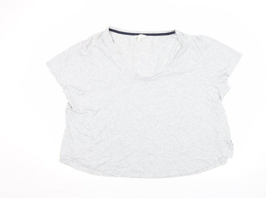 Marks and Spencer Per Una Women’s Grey Marl Cotton V-Neck T-Shirt Size 24