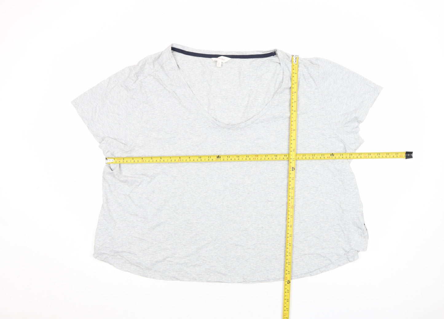 Marks and Spencer Per Una Women’s Grey Marl Cotton V-Neck T-Shirt Size 24