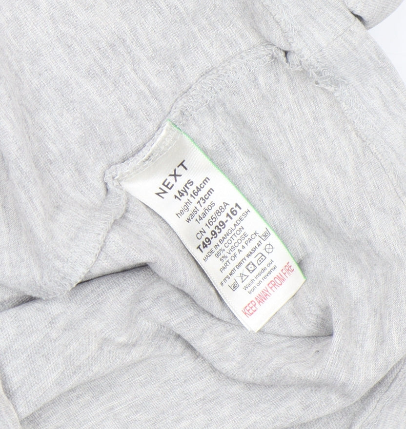 Next Boys Grey Cotton Blend Embroidered Crew Neck T-Shirt 14 Years