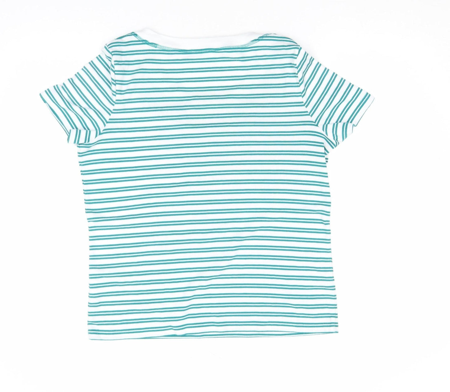 Bm Casual Women Blue Striped Short Sleeve Cotton T-Shirt M
