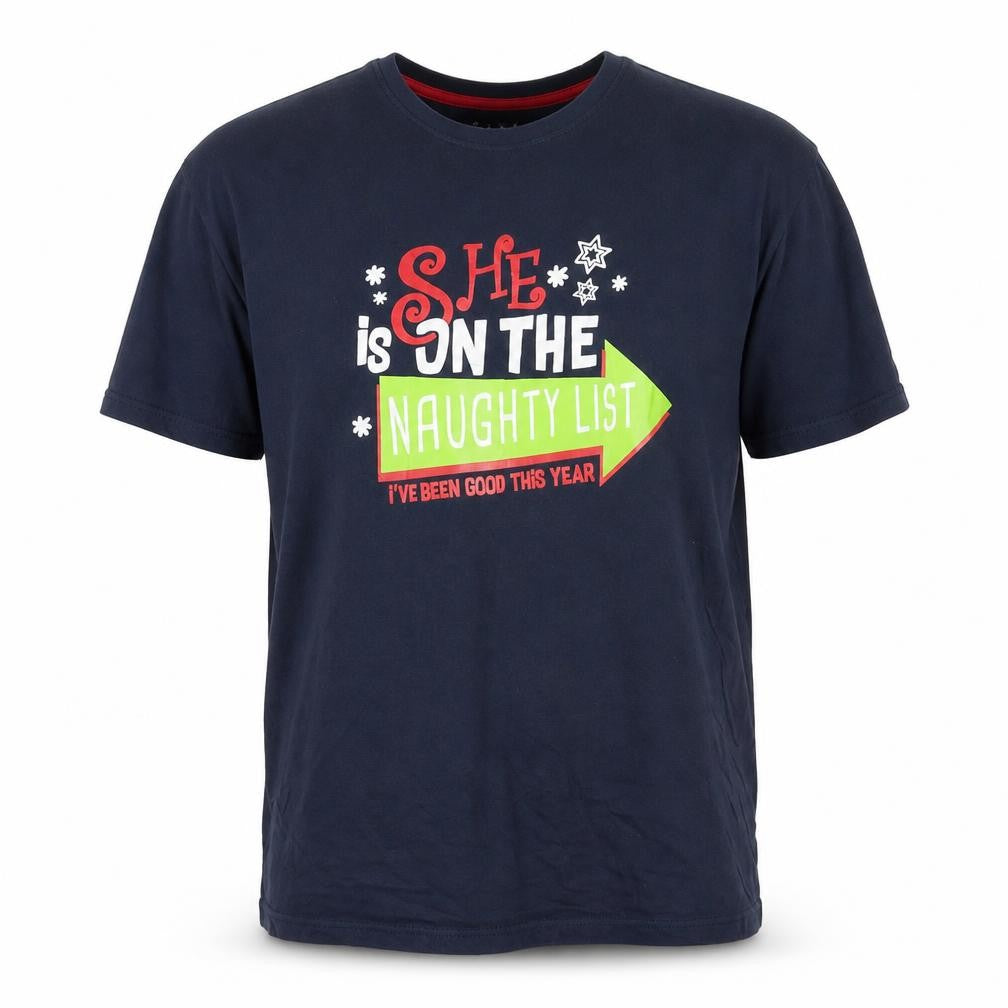 Easy Men's Navy Blue XXL Christmas Funny Graphic Cotton T-Shirt