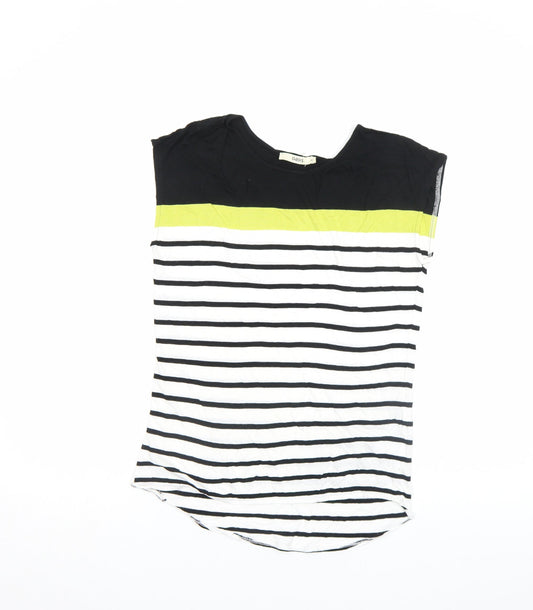 Oasis Women’s Black Stripe Crew Neck Sleeveless T-Shirt XS