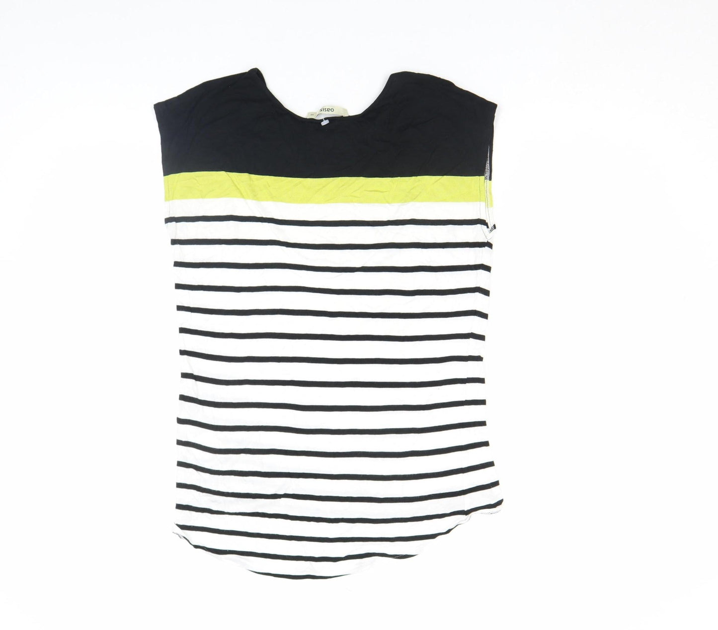 Oasis Women’s Black Stripe Crew Neck Sleeveless T-Shirt XS