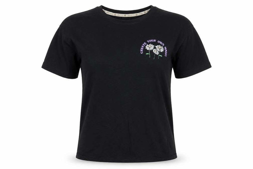 Recycle Women's Black Graphic Cotton T-Shirt Size S