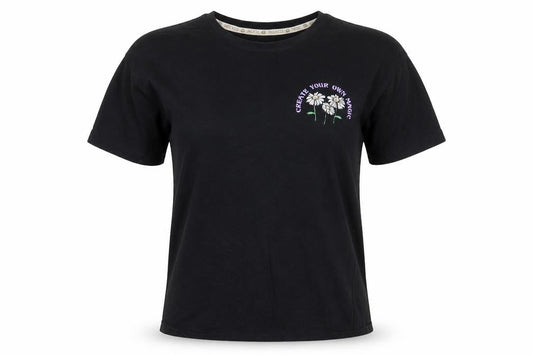 Recycle Women's Black Graphic Cotton T-Shirt Size S