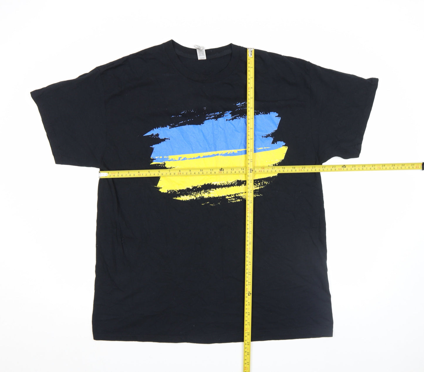 Gildan Men's Black Heavy Cotton T-Shirt Flag Graphic Print Size L