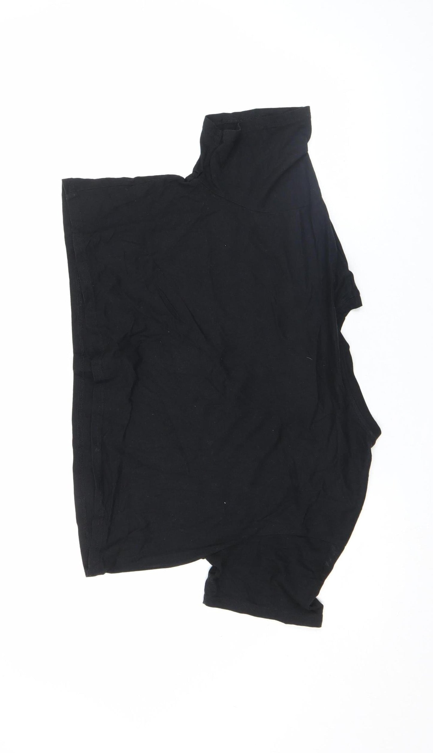 Disney Women's Black Cropped T-Shirt Medium Embroidered Logo