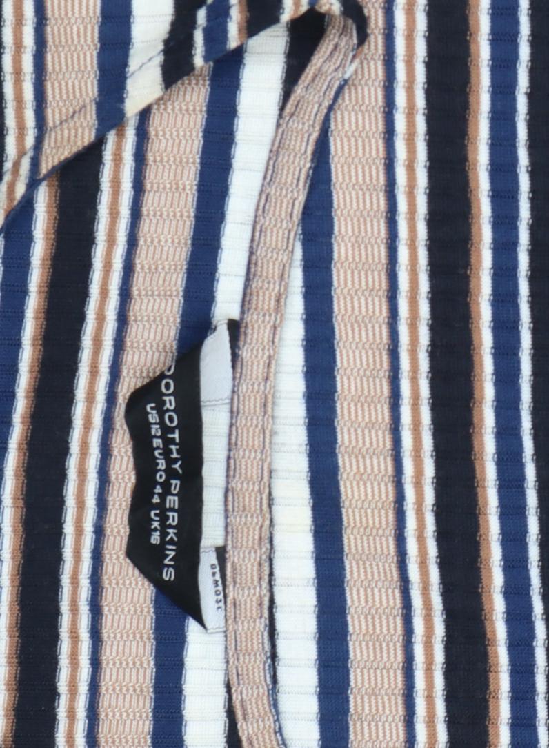 Dorothy Perkins Women Multicoloured Striped Cold Shoulder T-Shirt Size 16