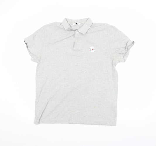 Samsøe & Samsøe Men's Light Grey Cotton Polo Shirt L