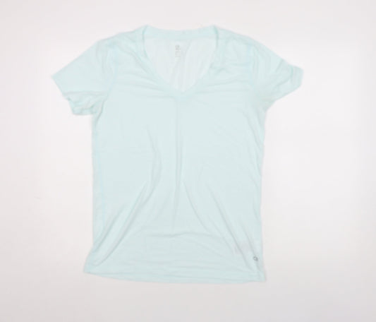 GapFit Women Blue V-Neck Short Sleeve Basic T-Shirt M Regular