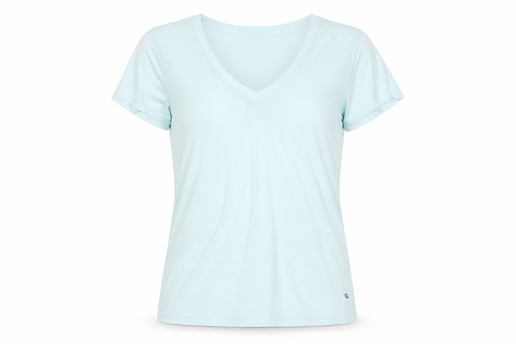GapFit Women Blue V-Neck Short Sleeve Basic T-Shirt M Regular