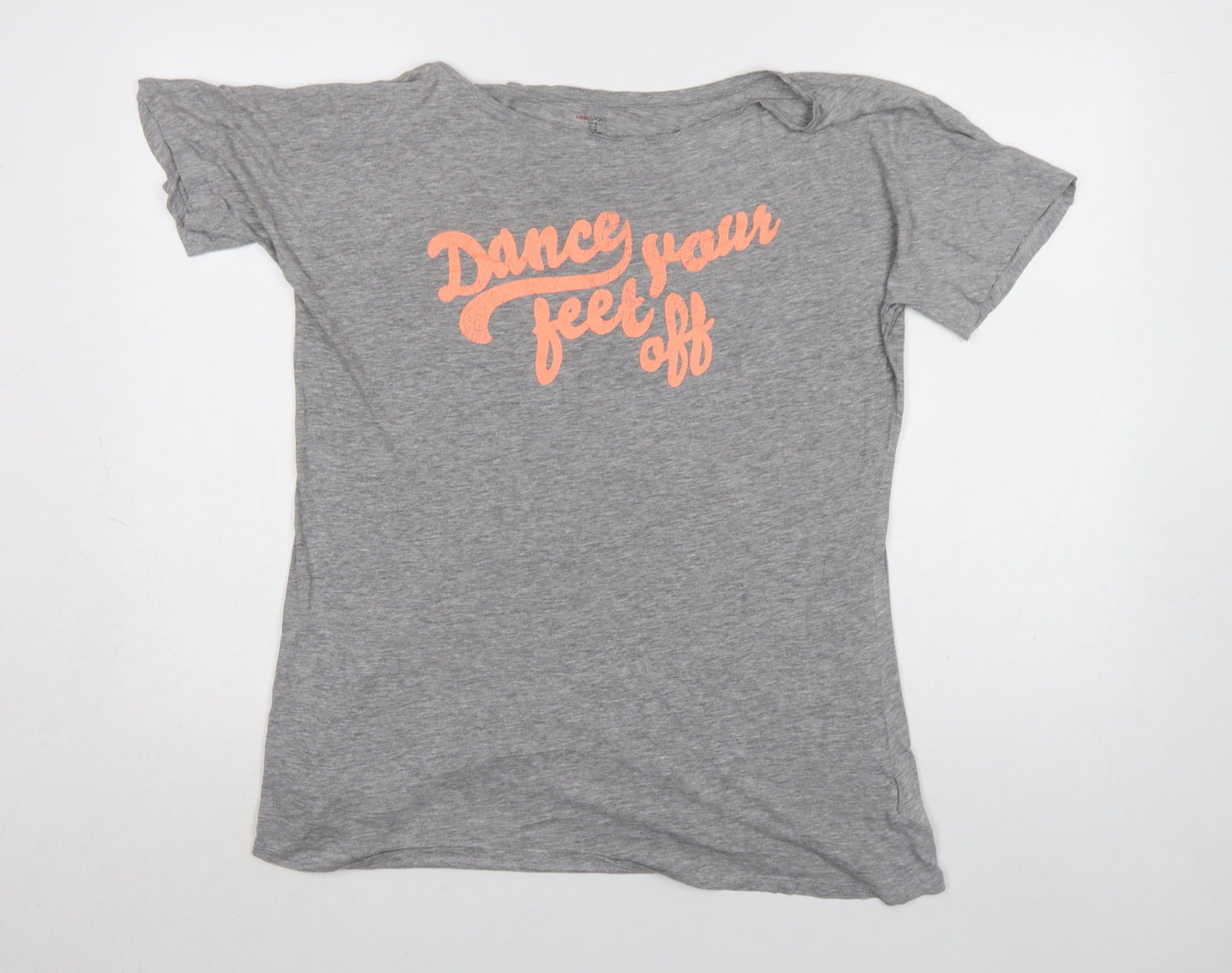 H&M Womens Grey 'Dance Your Feet Off' T-Shirt Size M