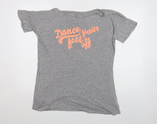 H&M Womens Grey 'Dance Your Feet Off' T-Shirt Size M