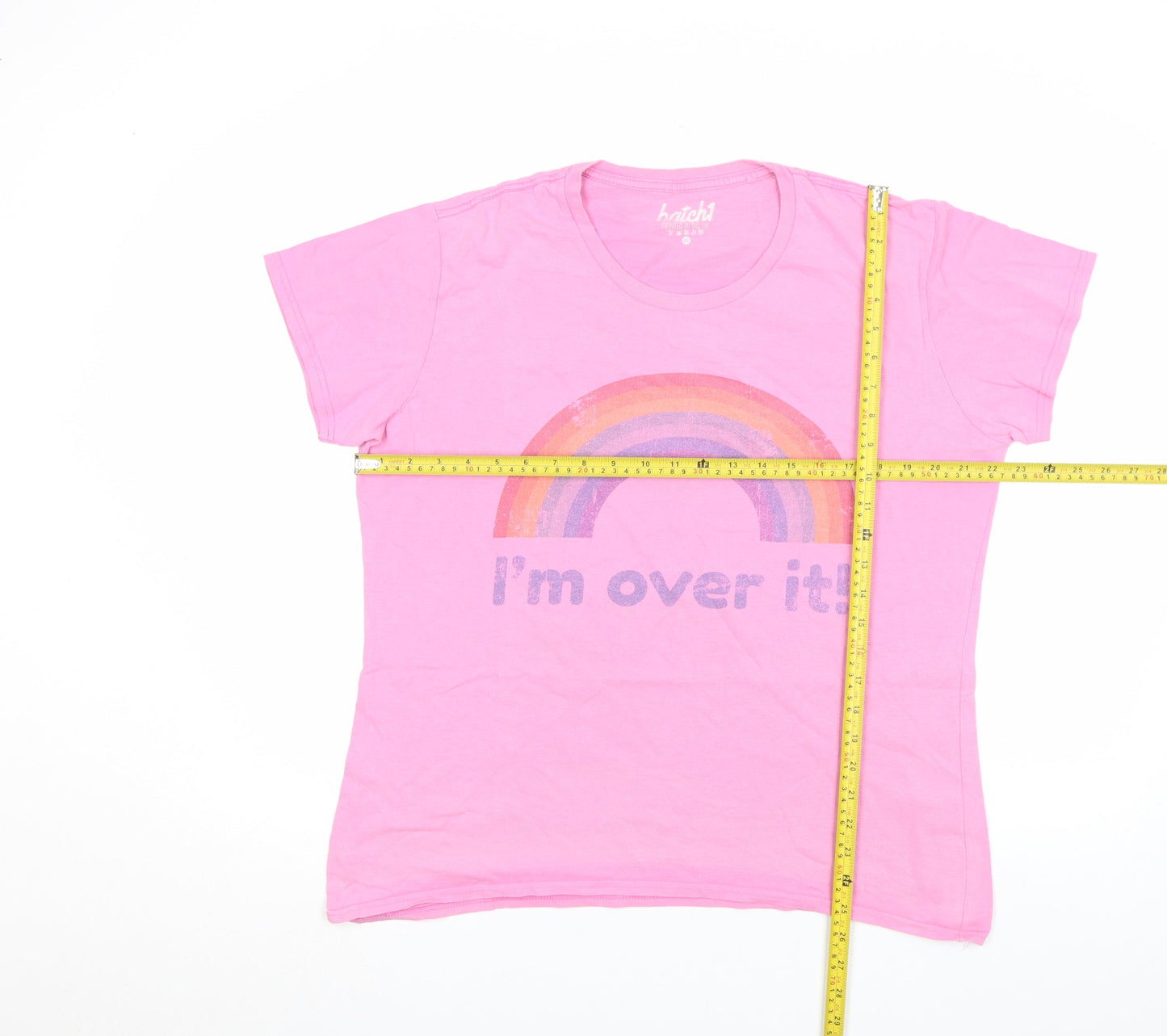 Batch1 Womens Pink Rainbow Graphic XL T-Shirt Casual Cotton