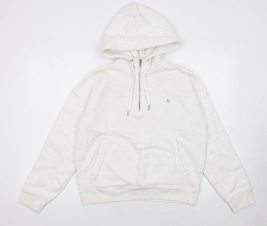Jack Wills Womens White Half Zip Hoodie Size 12 Cotton Blend