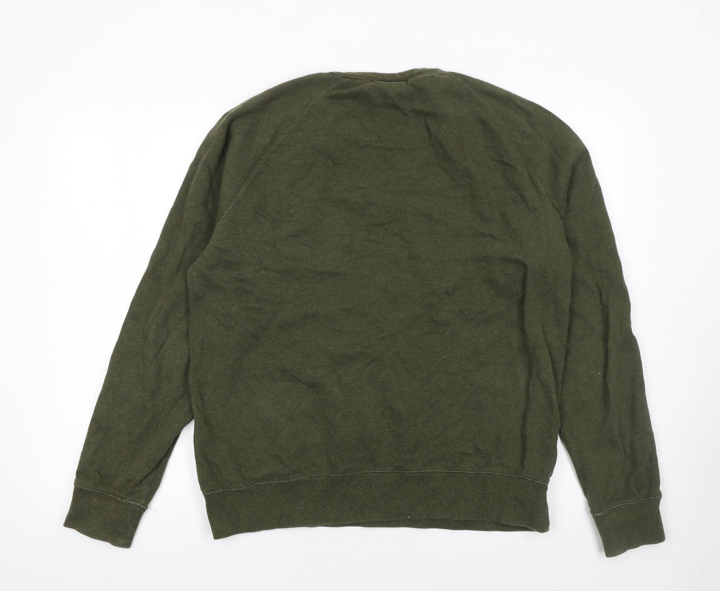 H&M Mens Green Crew Neck Pullover Sweatshirt Size L Cotton Blend