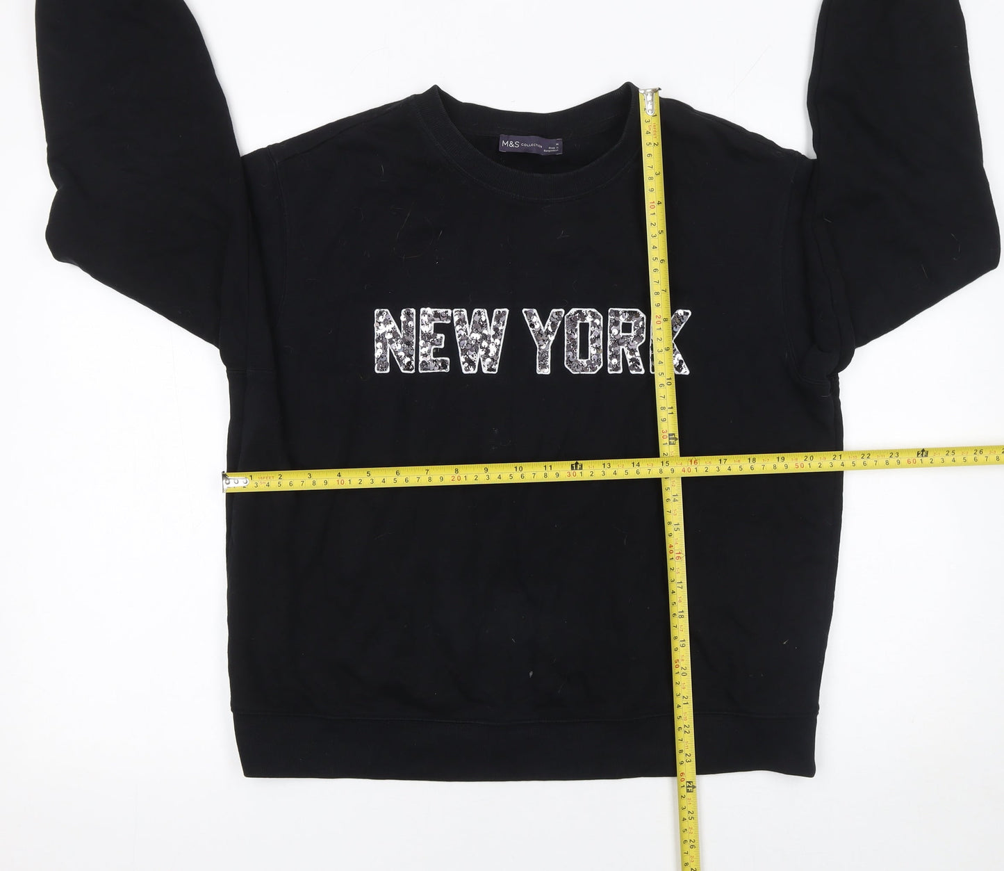 Marks and Spencer Womens Black Medium Sequin New York Sweatshirt