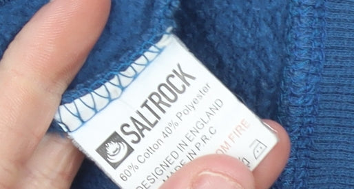 Saltrock Boys Blue Full Zip Hoodie 5-6 Years Logo Fleece Cotton Blend