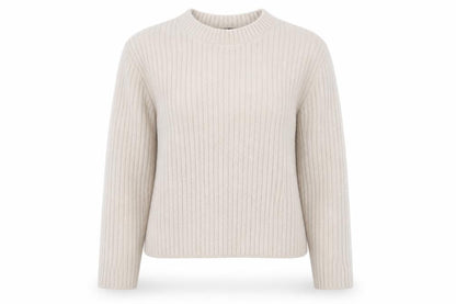 New Look Women Beige Ribbed Knit Long Sleeve Pullover Jumper Size 14