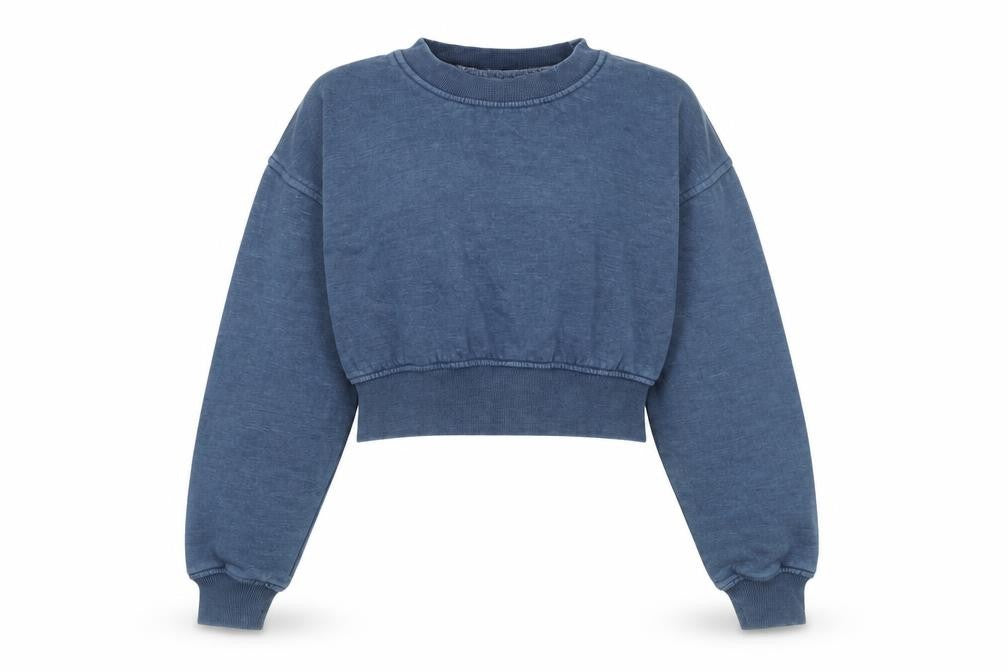 One Life Women's Blue Cropped Pullover Sweatshirt Size S