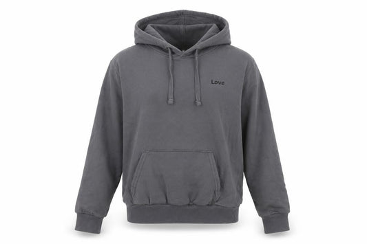 H&M Girls Grey Love Hoodie Size S Pullover Cotton Blend Sweatshirt