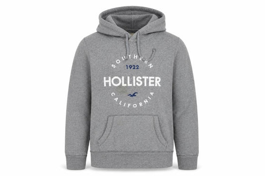 Hollister Men's Grey Pullover Hoodie Size S Embroidered Logo